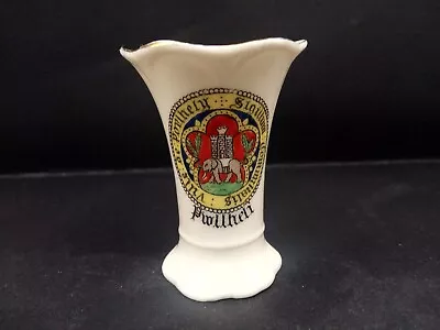 Buy Crested China - PWLLHELI Crest - Art Nouveau Style Vase - Arcadian. • 6.50£