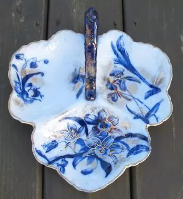 Buy FLOW BLUE CHINA LARGE THREE PART SERVING BOWL With    ORCHID    FLORAL • 116.70£
