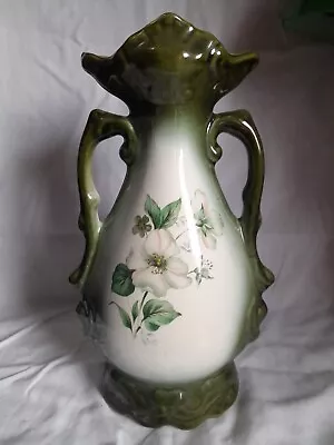 Buy Blakeney Pottery Vase, Victorian Style, Green Wild Roses, 26x14cm • 5£