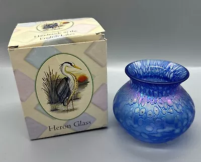 Buy Beautiful Blue Iridescent Small Heron Glass Vase Boxed • 25£