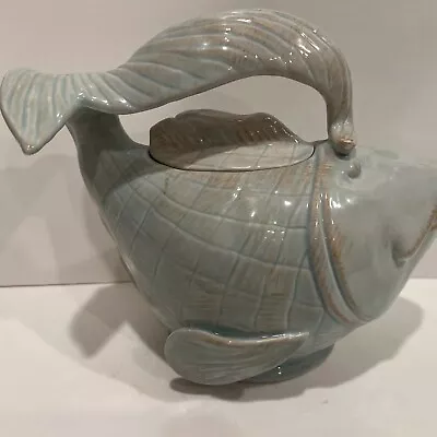 Buy Blue Fish Teapot Ceramic Decorative Kitchen Decor Blue Sky Ceramic Diane Artware • 36.81£