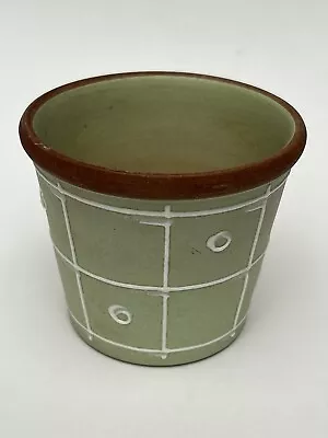 Buy Vintage Denby Stoneware Ferndale Small 4” Planter Plant Pot Green, White Design • 10.50£
