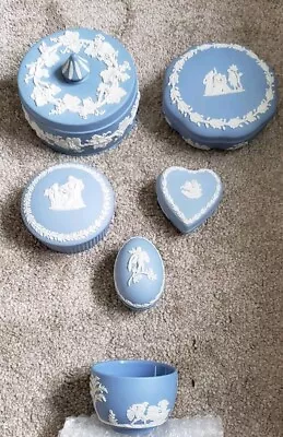 Buy Collection Of BLUE Wedgewood Lidded Trinket Dishes & 1 Small Quality Bowl • 12.99£