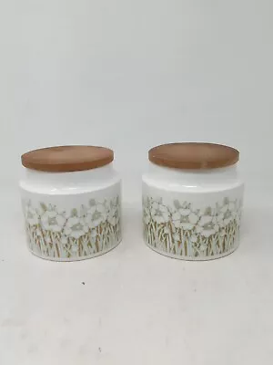 Buy Hornsea Fleur Storage Jars Canisters Vintage England Wood Lids • 16.99£