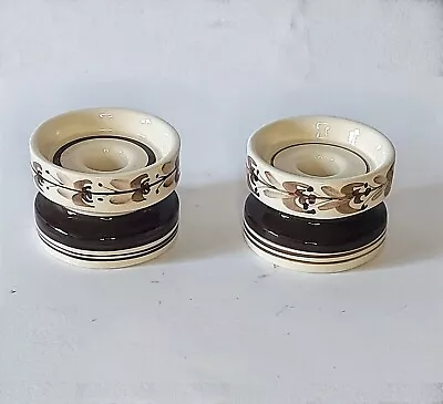 Buy Pair Of Vintage  Retro Jersey Pottery Hand Painted Candle Holders  • 14£