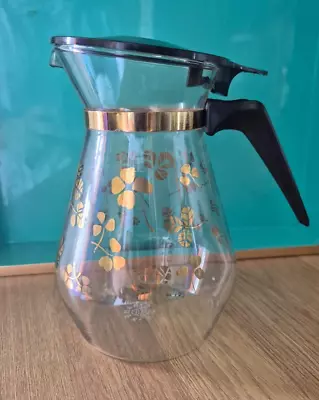 Buy Vintage  Pyrex Ware Coffee Carafe With Clover Pattern In Gold • 16£