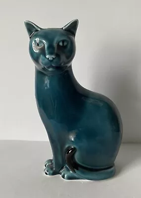 Buy Vintage Poole Pottery Blue Glaze Ceramic Cat Figurine 6.5” Tall VGC • 15£