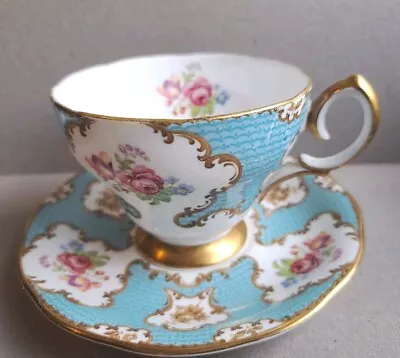 Buy Queen Anne Fine Bone China  Lady Eleanor  Turquoise Cup & Saucer • 15.99£