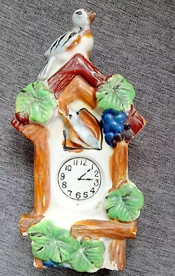 Buy VTG Bird Mini Clock Lusterware Ceramic Wall Pocket Vase Japan Mid Century • 6.06£