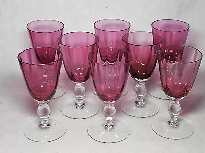 Buy Set Of 8 Vintage Cranberry Glass Wines Or Cordials With Optic Ribs   4 5/8  • 74.55£