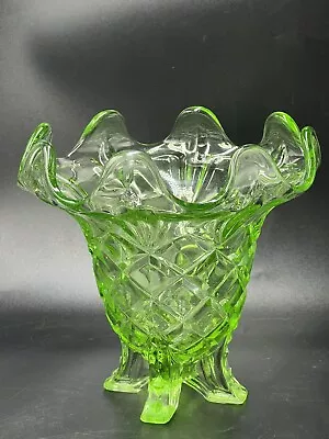 Buy Rare Sowerby Art Deco 'Cupped Eros' T2583 Green Glass Vase 1930-50s 6.5  17cm • 25£