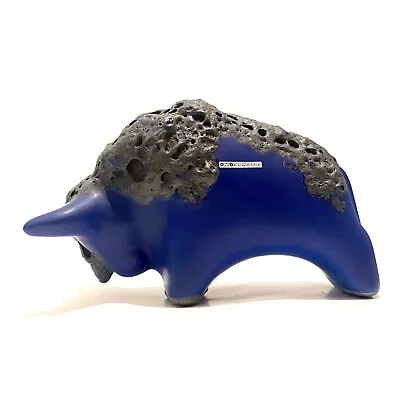Buy Dark Blue Fat Lava Otto Keramik Bull-  Ceramic Sculpture West German Pottery • 84.99£