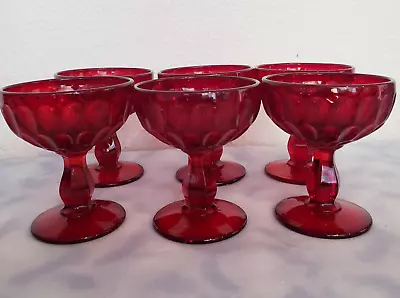 Buy VTG Fenton Ruby Thumbprint Set Of 6 Goblets Sherbet Dessert Champagne Glasses • 41.93£