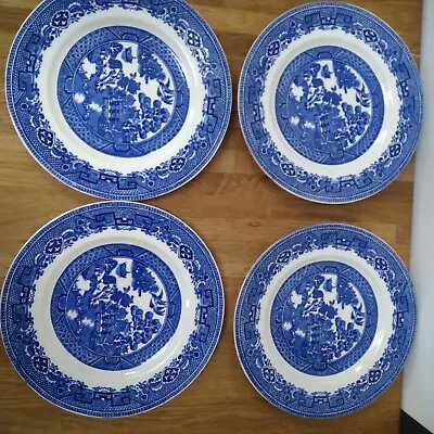 Buy Alfred Meakin Old Willow Plates X 4 Blue And White China 20cm • 10£