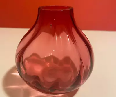 Buy Darlington Crystal Cranberry Glass Small Vase, Signed • 13.99£