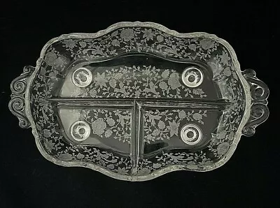 Buy Cambridge WILDFLOWER Etched Glass Relish Divided Dish Elegant Glassware 12  • 18.59£