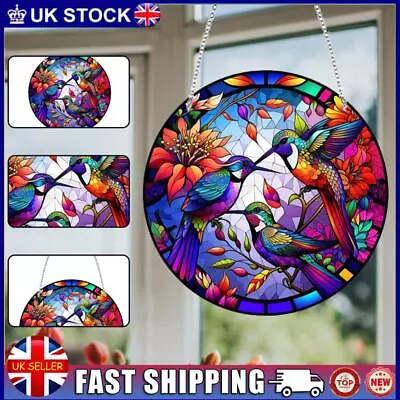 Buy Acrylic Stained Glass Bird Suncatcher Window Panel Hanging Sun Catcher 20x20cm • 9.29£