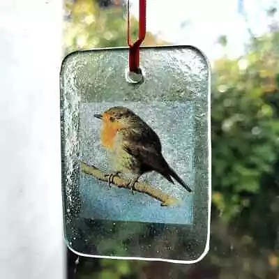 Buy Suncatcher Robin Bird Stained Glass Stain Glass Gift Handmade Decoration Window • 15£