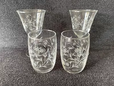 Buy Beautiful Vintage Hand Cut Etched Glasses • 15.99£