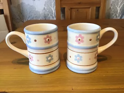 Buy Price & Kensington Pristine Pottery Flowers & Dots Handpainted Tankards Mugs X 2 • 11.99£