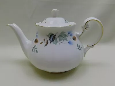 Buy Vtg Colclough LINDEN 8162 Bone China Teapot 1980s Gray Brown Blue Leaves Gold • 40.03£