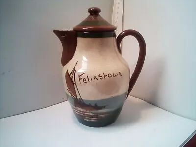 Buy Felixstowe Hart & Moist Exeter Pottery Coffee Pot  W Boat & Motto 16 Cm Vintage • 11£