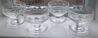 Buy 4 Vintage Webb Corbett Crystal Glass Footed Dessert/Sundae Dishes - Signed- VGC • 24.99£