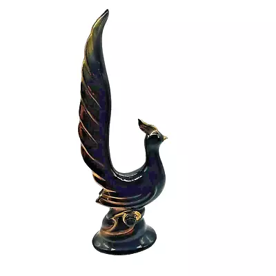 Buy Sutton's Creations Black Bird Phoenix Figurine Vintage MCM Ceramic Redware 13  • 23.76£