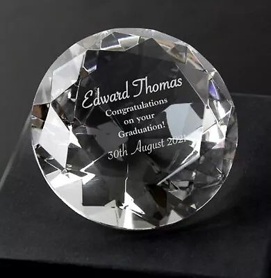 Buy Graduation Personalised Gift Engraved Crystal Glass Paperweight Gift Boxed • 22.99£