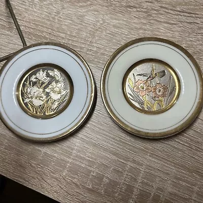 Buy Pair Of Vintage Art Of Chokin Japanese 24kt Gold Edged Plates • 10£