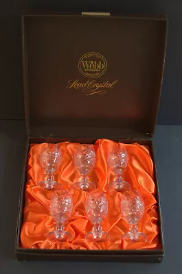 Buy 6 X Vintage Webb Continental Hand Cut Lead Crystal Liqueur Glasses In Box • 15£