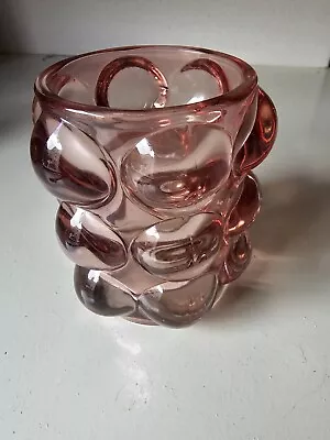 Buy Vintage Pink Bubble Glass Candle Holder • 8£