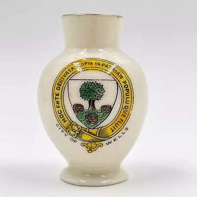 Buy Vintage Arcadian Crested China Souvenir Model Of Vase - City Of Wells Crest • 10£