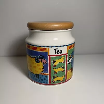 Buy Dunoon FARMYARD Jane Brookshaw TEA Storage Jar Wooden Lid Stoneware • 10£