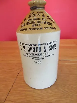 Buy Vintage Stoneware JH Jones & Sons (Beverages) Ltd Hanley 1933 Flagon Jug (28 Cm) • 25£