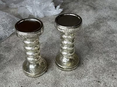 Buy Pair Of Glass Candelabre Silver In Colour Used • 15£