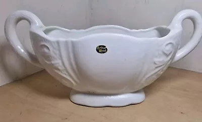 Buy Vintage Arthur Wood Large Ceramic Mantle Vase White Double Handles Art Deco • 9.50£