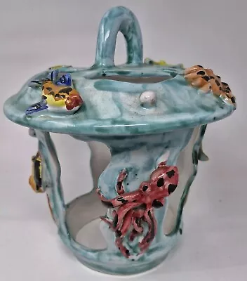 Buy Hand Made Italian Majolica Sealife/Nautical Beach House Pottery Lantern • 24.95£