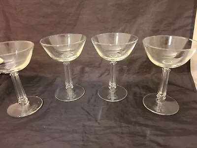 Buy 4 Vtg Clear Glass MARTINI COUPE Wine Glasses ART DECO Style Column Stems 3 Fl Oz • 15.83£