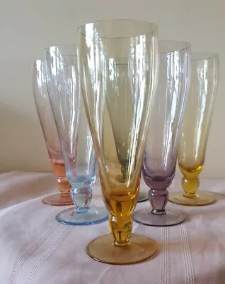 Buy 6xVintage HARLEQUIN Champagne Flutes Glasses Collectable Bar Ware 50-60s • 36.71£