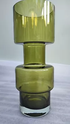 Buy 70s Cased Olive Green Hooped Glass Vase Tamara Aladin Riihimaen Lasi Riihimaki • 65.89£