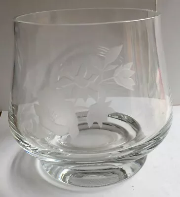 Buy Caithness Glass Etched Flower / Leaves Footed  Bowl - Signed Jm (John MacDonald) • 14.92£
