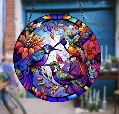 Buy Suncatcher Stained Art Hanging Decoration- Rainbow Birds Symbol Of Freedom 15 Cm • 5.95£