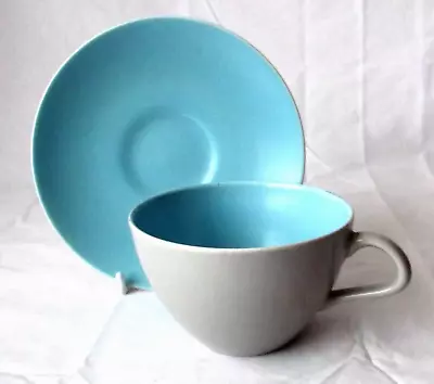 Buy Poole Pottery 10cm Dia Cup And Saucer In Twintone C104 Sky Blue & Dove Grey • 5.95£