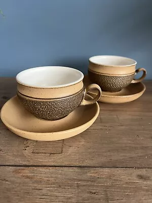 Buy Denby COTSWOLD Acorn Cups & Saucers - 70's Retro Design X2 • 3£