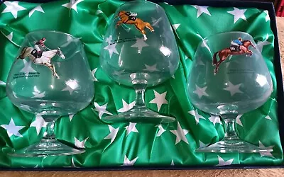 Buy Martell Cognac Grand National 2002 Horse And Jockey Commemorative Glasses Boxed • 16£