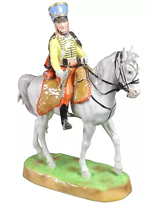 Buy Carl Thieme Dresden Porcelain  figure Trumpeteer On Horse Hussar Statue Antique • 792.14£