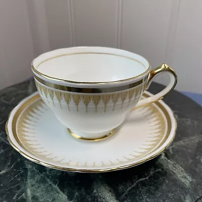 Buy New Chelsea Staffs Bone China. Cup And Saucer. White And Gold • 10£