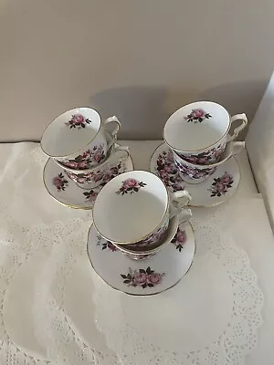 Buy 6 Queen Anne Floral Bone China Footed Coffee Cups And Saucers 200ml • 22.99£