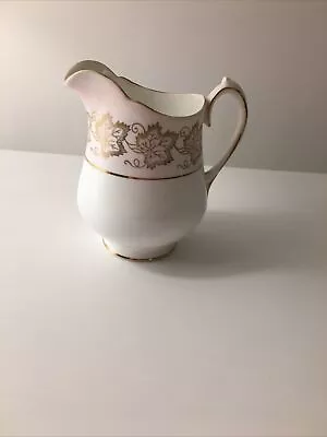 Buy Vintage Melba Bone China Milk Jug White/Pink/Gold Leaf Detail 9cm Tall  • 7.95£